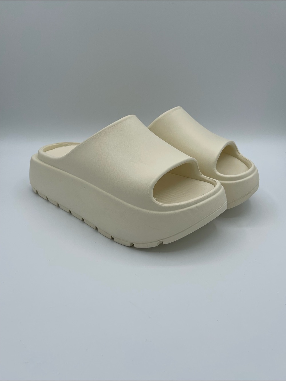Amazon Cream Platform Slide Mules with Open Toe